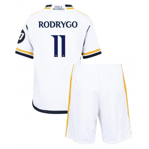 Dětský fotbalový dres Real Madrid Rodrygo Goes #11 2023-24 Domácí Krátký Rukáv (+ trenýrky)